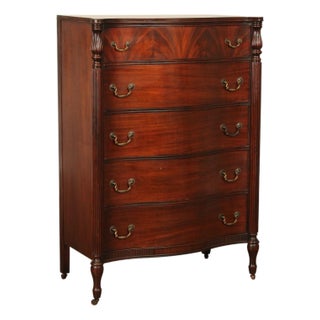1940's Vintage Regency Style Mahogany Tall Chest For Sale
