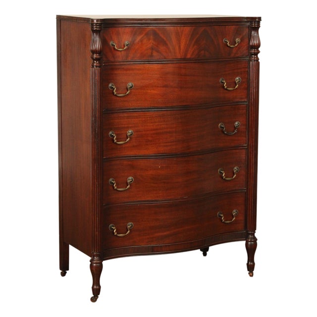 1940's Vintage Regency Style Mahogany Tall Chest For Sale