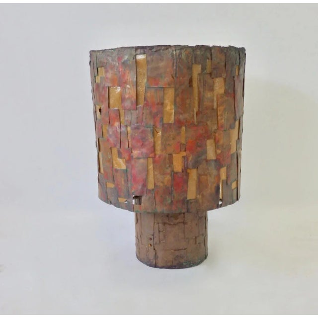 Brutalist Copper Patch Work Table Lamp Attributed as Early Paul Evans For Sale - Image 10 of 13