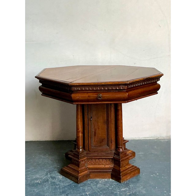 Late 19th Century Vintage Boho 19th Century Carved Octagon Table For Sale - Image 5 of 11
