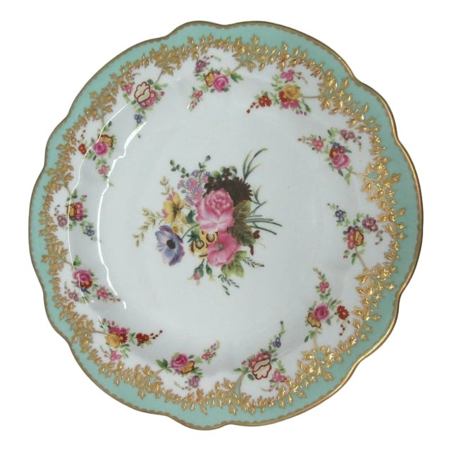 1980s Chelsea House Decorative Floral Design Birds Bouquet Plate Asian Inspired Purple For Sale