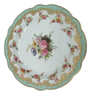 1980s Chelsea House Decorative Floral Design Birds Bouquet Plate Asian Inspired Purple
