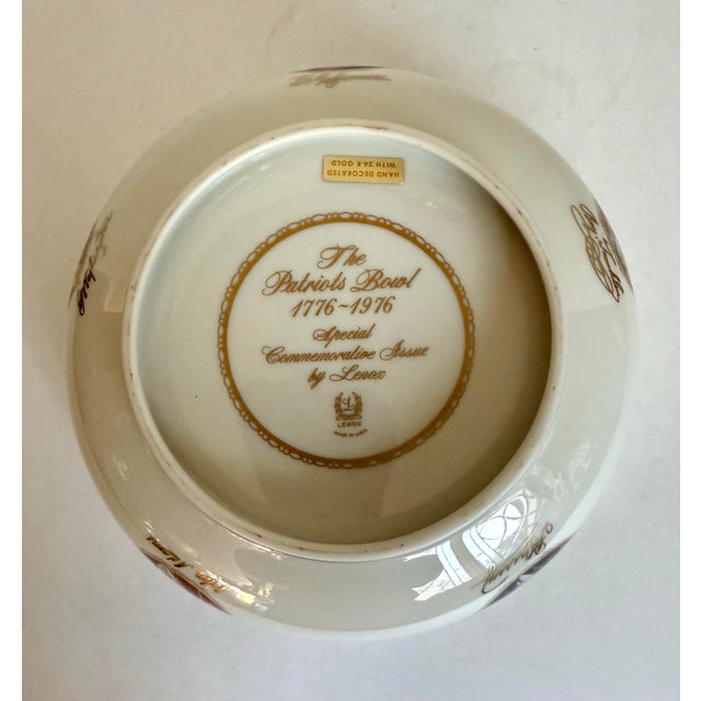 American 1970s Lenox "The Patriots Bowl" Commemorative Fine China Bowl For Sale - Image 3 of 8