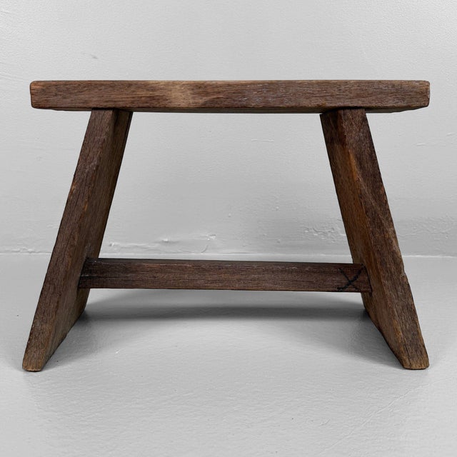 Japanese Wooden Stool, 1950s For Sale - Image 12 of 12
