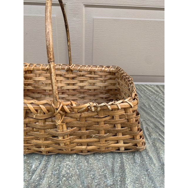 Early 20th Century Antique Early 20th Century American Splint Oak Gathering Basket For Sale - Image 5 of 9