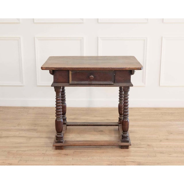 Brown French Changer’s Table from Jura in Walnut with Turned Legs, 18th Century For Sale - Image 8 of 11