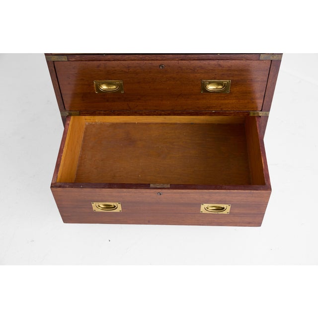 English Campaign Chest & Secretary in Mahogany With Brass Fittings For Sale - Image 14 of 18