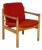 Vintage Danish Oak Lounge Chair by Skive Møbelfabrik Mid-Century Modern Red Upholstery For Sale