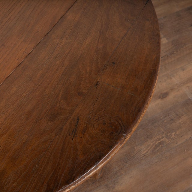 Brown Early 19th Century Oak Round Drop Leaf Gate Leg Table Console For Sale - Image 8 of 14