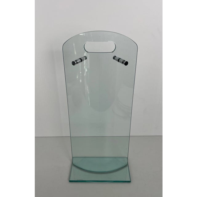 Am Designs Tempered Glass and Brass Fireplace Stand With Brushed Aluminum Tools For Sale - Image 6 of 12