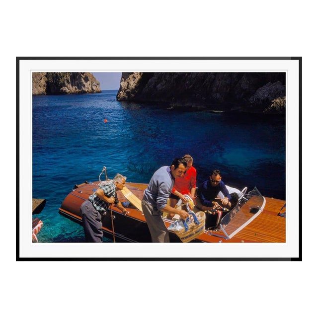 Toni Frissell 'Capri Riva Boat Picnic' Archival Pigment Print Framed in Black For Sale