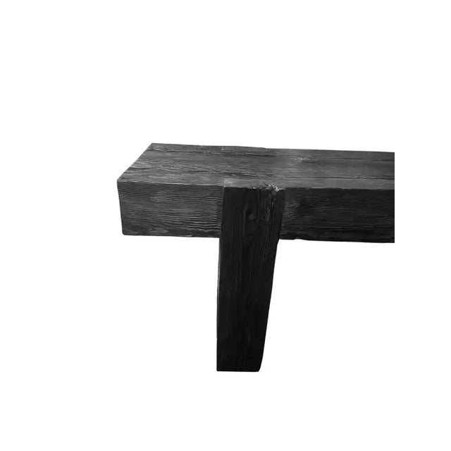 Solid Teak Wood Console Table, Burnt Finish Modern Organic For Sale - Image 4 of 9