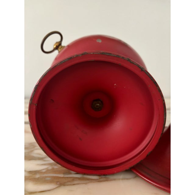 Mid Century French Scarlet and Gold Tole Covered Urn Ice Bucket For Sale - Image 11 of 12
