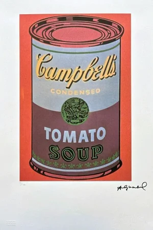 After Andy Warhol, Campbell's Soup Tomato Soup Red Background, 1980s, Lithograph