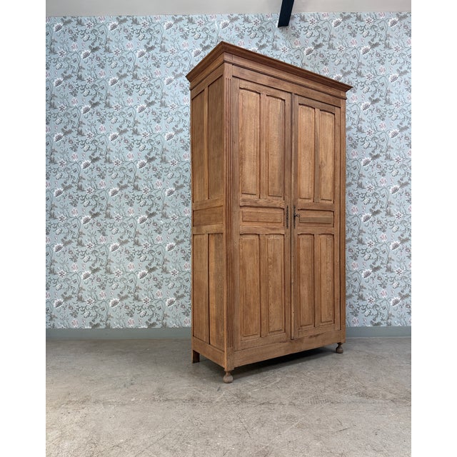 Wood Large Antique Oak Wardrobe, 1890s For Sale - Image 7 of 12