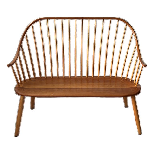 Vintage Thos Moser Shaker Cherry Continuous Arm Bench For Sale