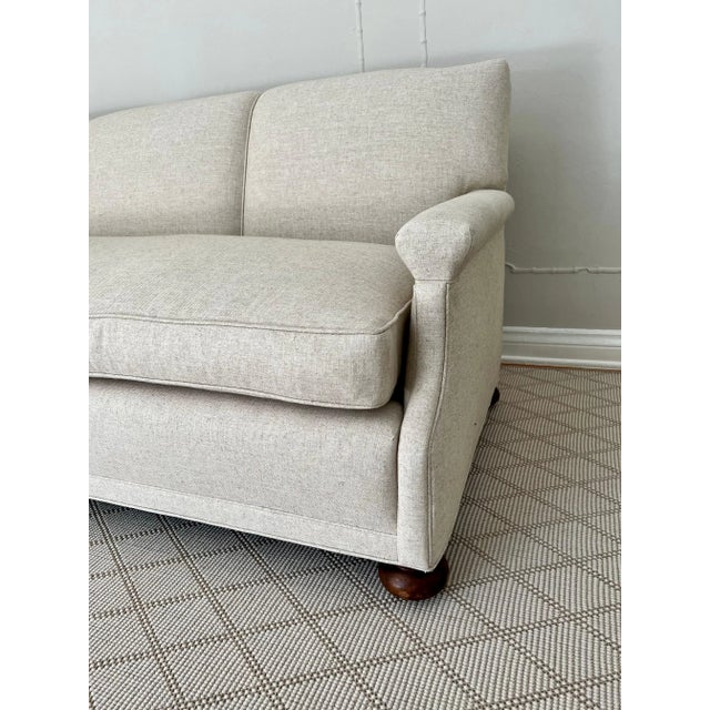 Sofa in Linen and Down Upholstery and Bun Feet For Sale In Los Angeles - Image 6 of 11