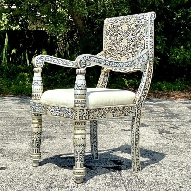 Vintage Boho Inlay Lounge Arm Chair For Sale In West Palm - Image 6 of 8