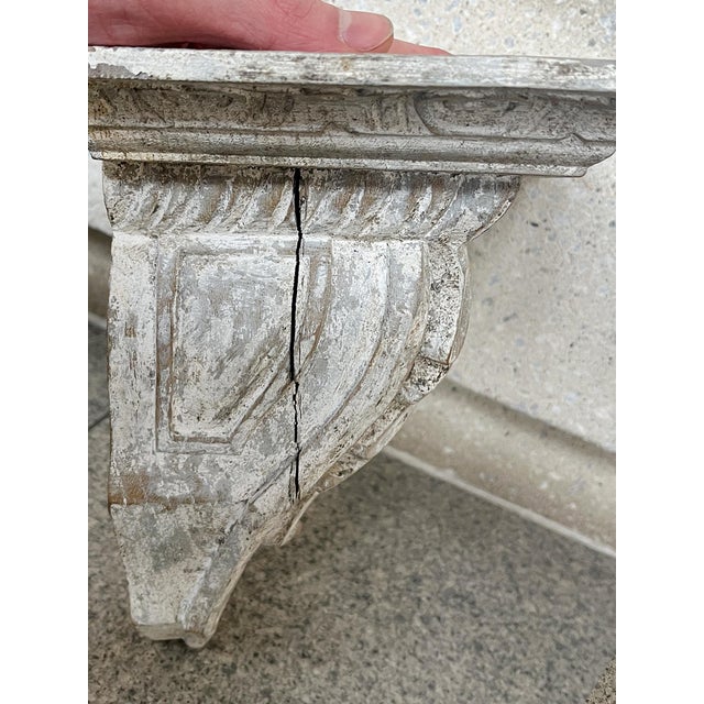 Antique White Antique White Painted Wood Wall Brackets - A Pair For Sale - Image 8 of 12