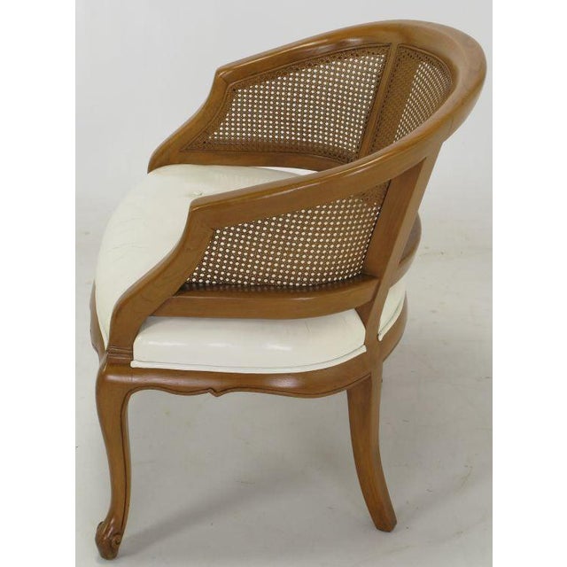 French Regency Walnut & White Leather Cane Back Chair Chairish