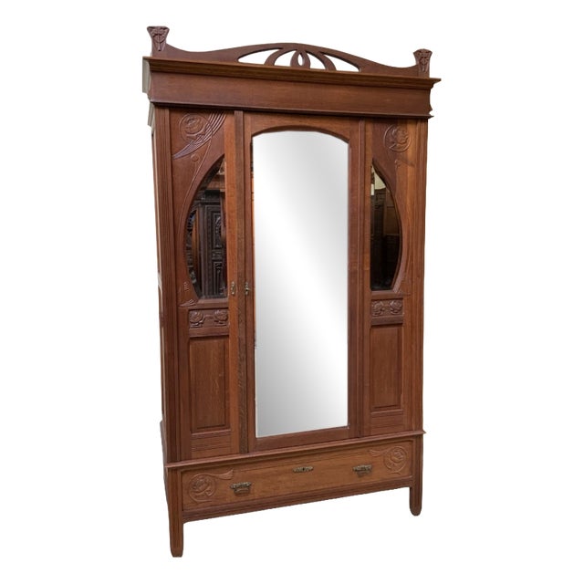 Antique Art Nouveau Wardrobe, 1910 For Sale