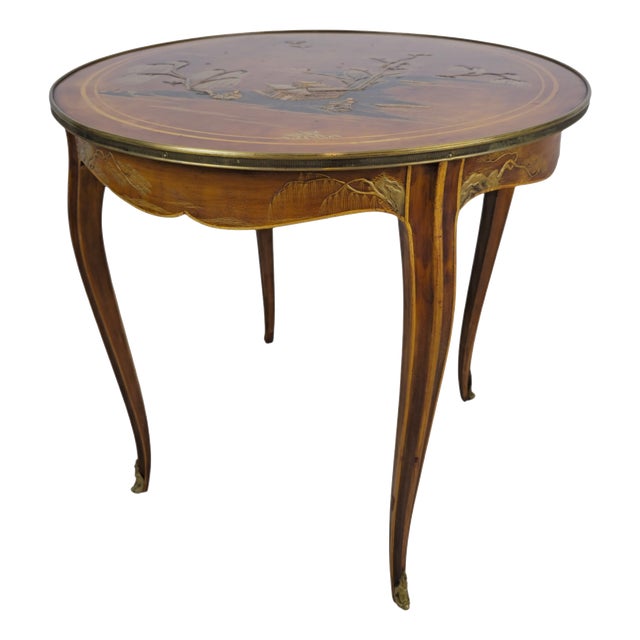19th Century French Chinoiserie Table with Painted Landscape For Sale