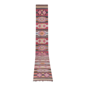 1960s Turkish Stair Kilim Runner Rug 2'7'' X 21'1''