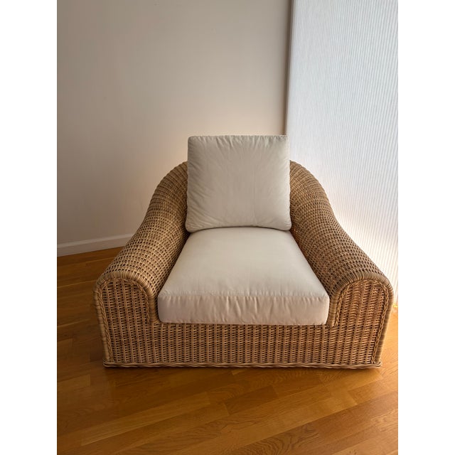 Modern Wicker Jennifer Lounge Chair Attributed to Michael Taylor For Sale - Image 3 of 11