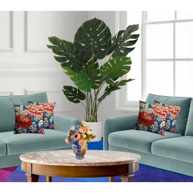 Ceramic Asian Floral Blue Porcelain Vase For Sale - Image 7 of 13