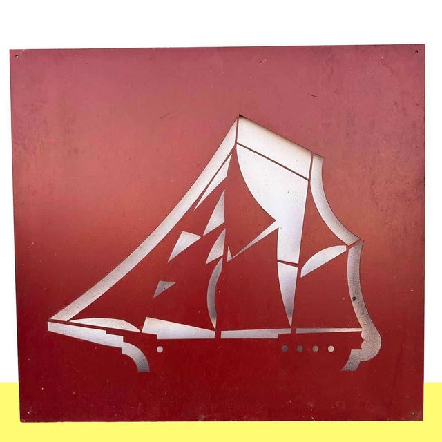 Decorative Metal Panel with Abstract Ship Motif For Sale - Image 5 of 5