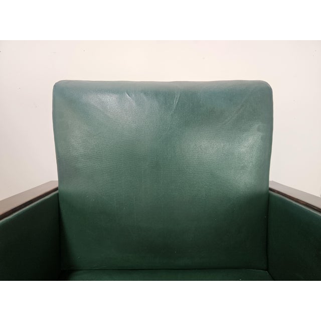 Wood Art Deco Club Chairs in Walnut and Green Eco-Leather, 1940, Set of 2 For Sale - Image 7 of 18