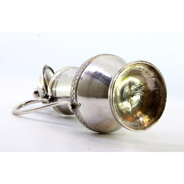 Silver Creamer with Strips and Knob Lid For Sale - Image 4 of 9
