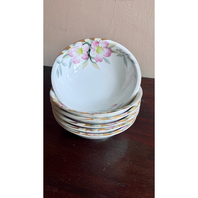 Ceramic Antique, Early 20th Century Noritake Azalea Porcelain Dessert Bowls, Set of Six For Sale - Image 7 of 8