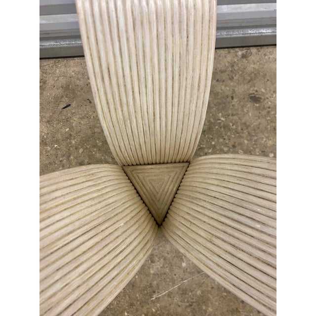 Cream 1980s Pencil Reed Rattan Side Table . For Sale - Image 8 of 12