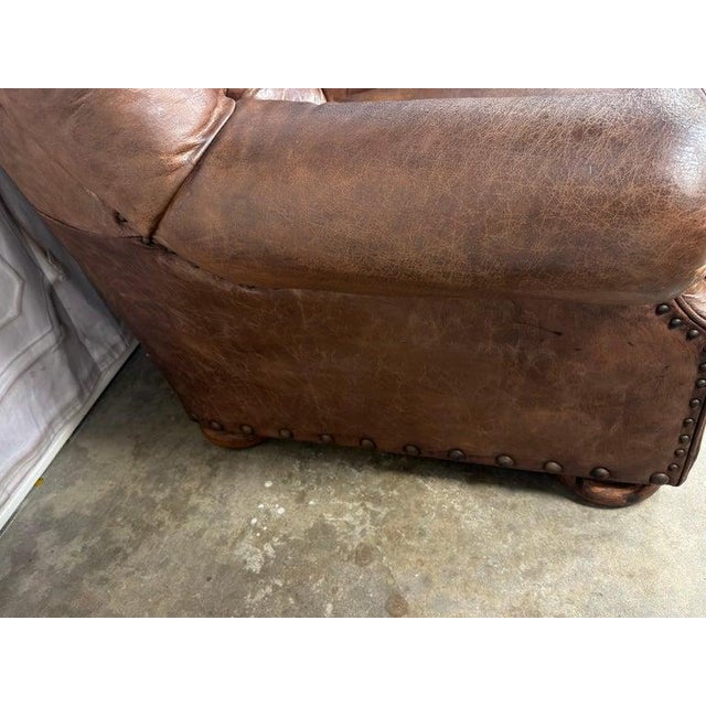Pair of English Library Club Chairs in Hand-Finished Cognac Leather For Sale - Image 13 of 18
