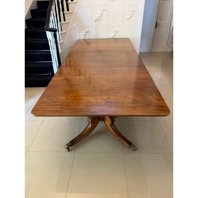 Antique George III Figured Mahogany 2-Pillar Dining Table, 1800s For Sale - Image 13 of 13