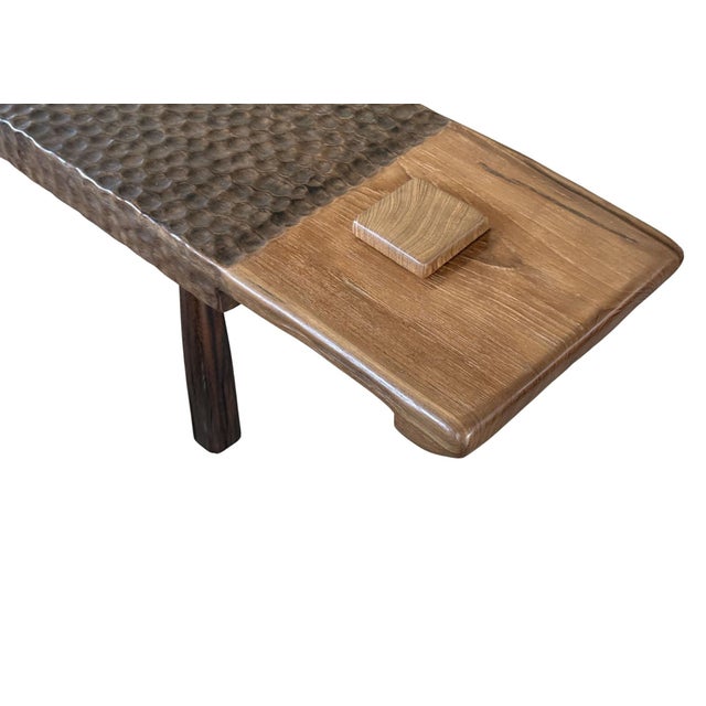 Sculptural Teak Wood Long Bench Stunning Wood Textures, Modern Organic For Sale - Image 10 of 10