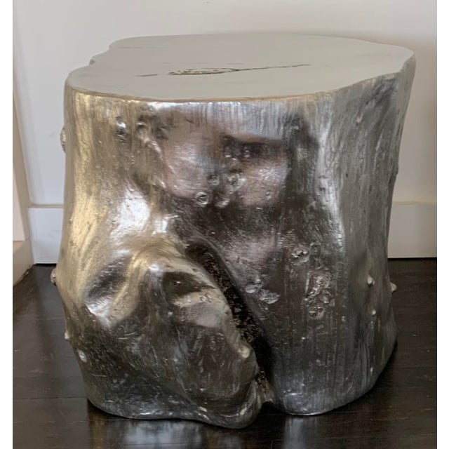Vintage Painted Resin Tree Trunk Side Table For Sale - Image 10 of 11