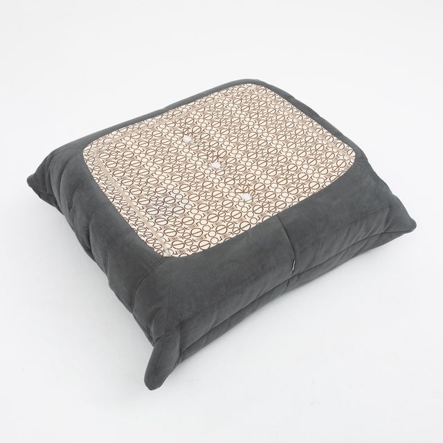 Gray Authentic Restored Togo Fireside Chair and Ottoman in Shadow Grey Microfibre - Vintage Ligne Roset For Sale - Image 8 of 16
