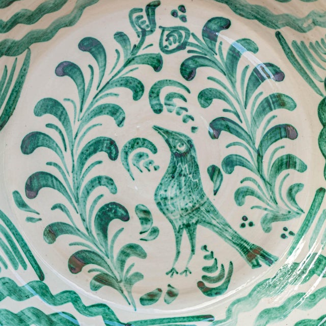 Ceramic Spanish Revival Hand-Painted Ceramic Lebrillo Wall Bowl with Bird from Fajalauza, Granada, 2010s For Sale - Image 7 of 13