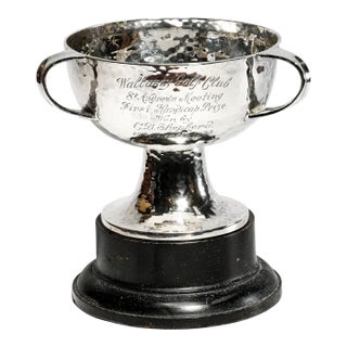 Brilliant Antique English Arts & Crafts Hammered Sterling Silver Wallasey Golf Trophy Cup Sports Man Cave Home Decor For Sale