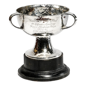 Brilliant Antique English Arts & Crafts Hammered Sterling Silver Wallasey Golf Trophy Cup Sports Man Cave Home Decor
