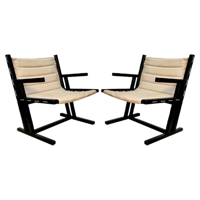 Canvas & Rope Skid-Base Armchairs from Casala, West Germany, 1970s, Set of 2 For Sale