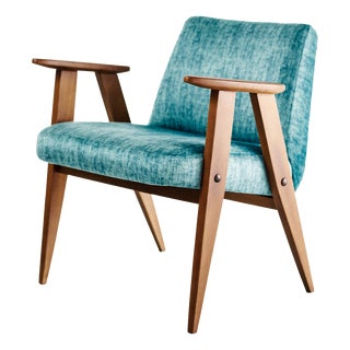 Blue Chair by Josef Chierowski, 1970s For Sale