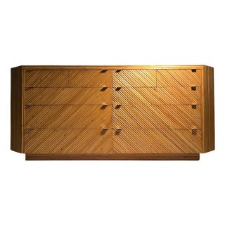 Vintage Bamboo Rattan Chest Drawers Sideboard Credenza Dresser by Milo Baughman For Sale