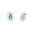 Sparkling Halo Diamond Oval Cut Green Emerald Cluster Stud Earrings - 2 Pieces For Sale - Image 4 of 6