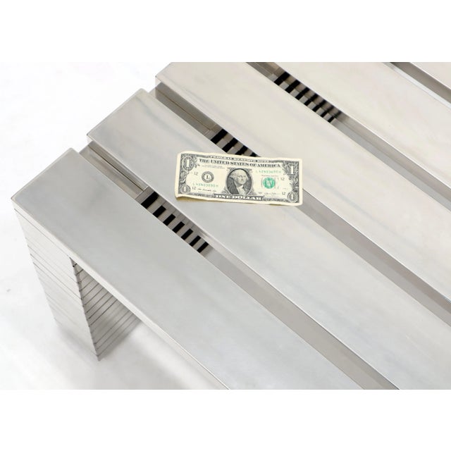 Large Chrome Rectangle Shape Slated Top Coffee Table For Sale - Image 6 of 11