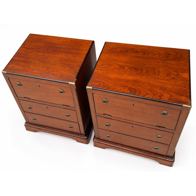 Wood 1970s National Mt. Airy Campaign-Style Nightstands — Pair For Sale - Image 7 of 11