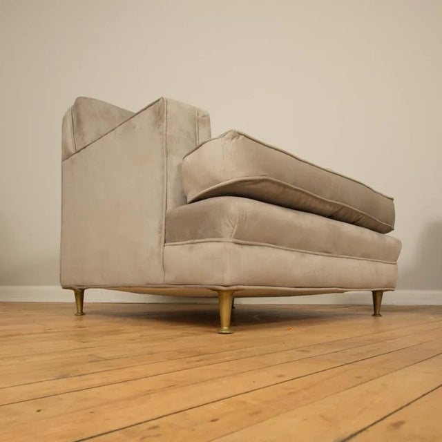 Wood 1950s Mid Century Italian Bronze Leg Oversized Club Chairs - a Pair For Sale - Image 7 of 9