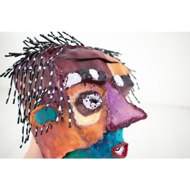 Listed Artist Bill Hickman Handmade Metal Postmodern Abstract Mask, Late 1990s For Sale - Image 9 of 11